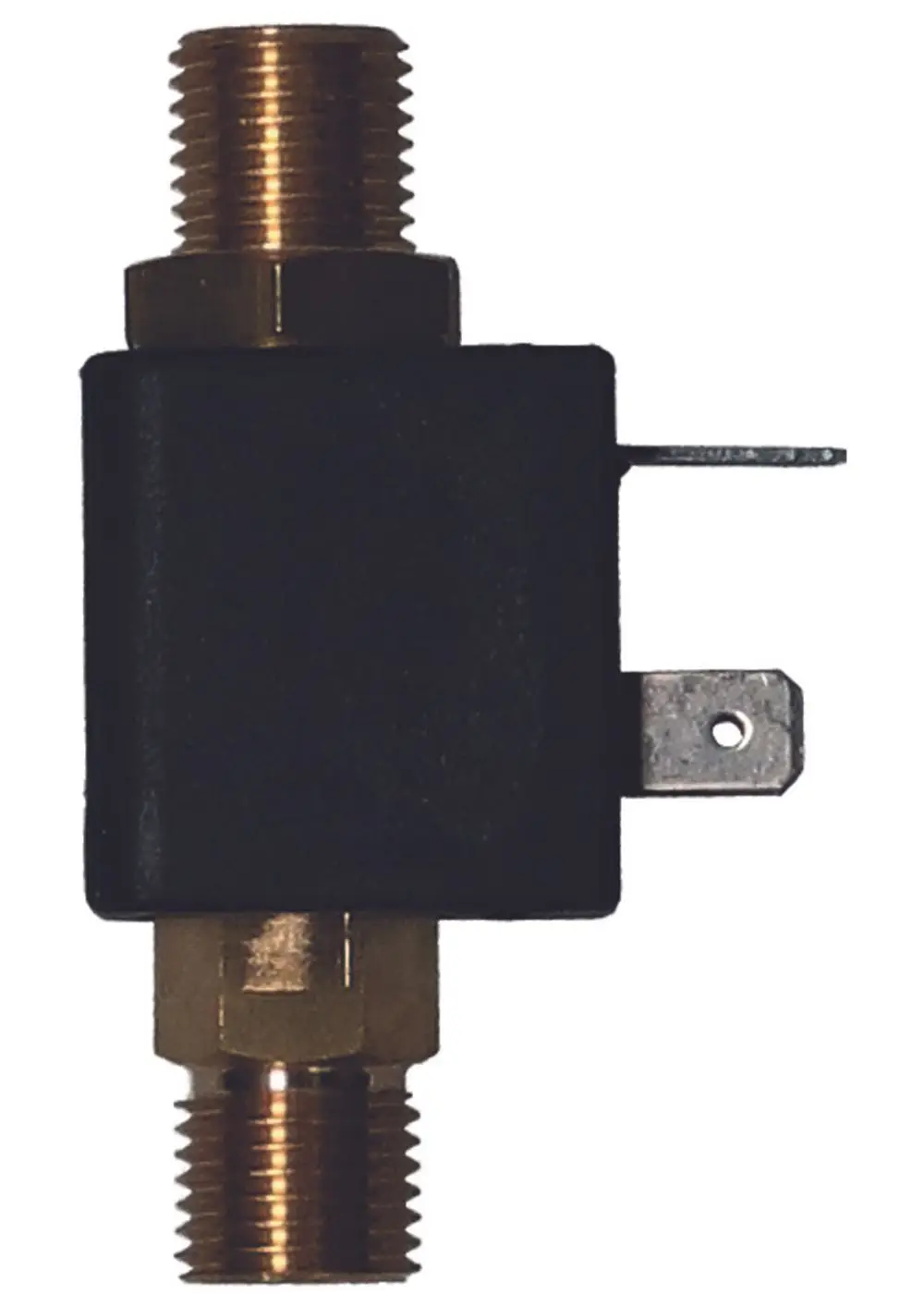 Magnetventil mit Metallanschlüssen, geeignet für Judo-Systeme. Das Ventil zeigt Anschlussmöglichkeiten für 1/8'' und 1/4'', sichtbar sind verschiedenfarbige Materialien.